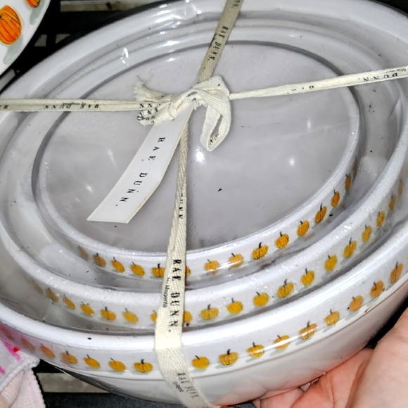 3 rae dunn glasses bowls together with tags